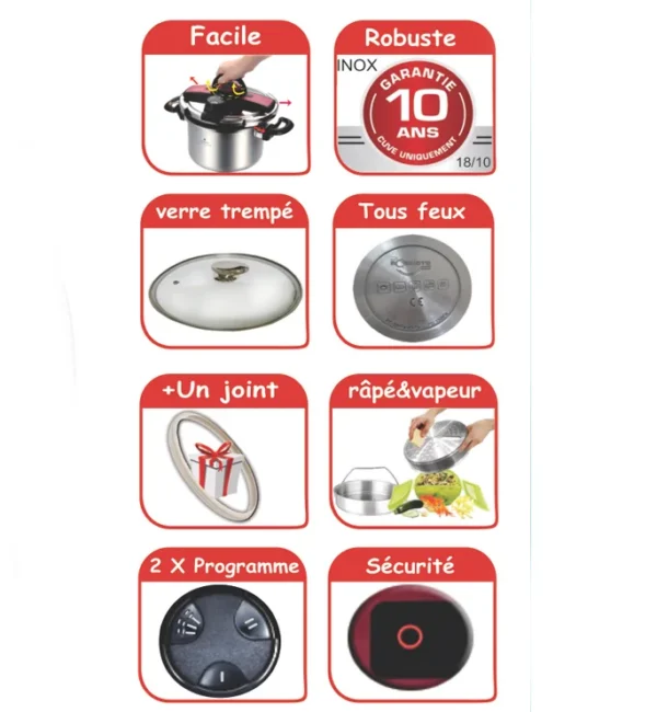 Autocuiseur & Marmite – 3 en 1 – 06 – 08 – 10 Litres